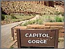 The Capitol Gorge entry sign.