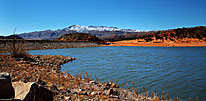Gunlock Reservoir Dam And Mountains UT