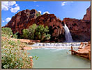 Havasu Falls across pools Panorama